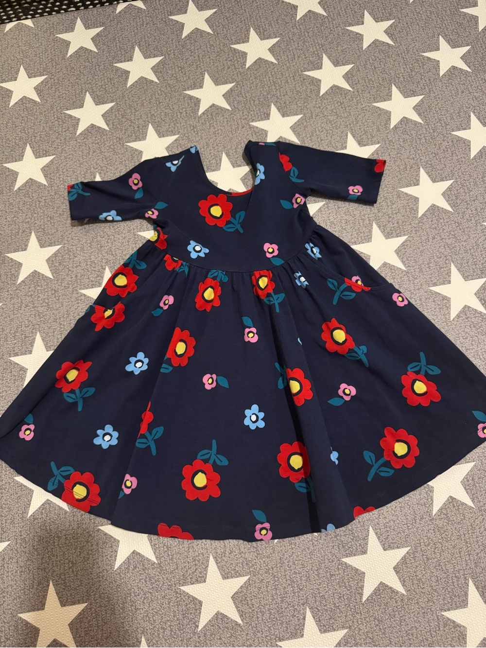Hanna Andersson Girls' Navy Floral Twirl Dress